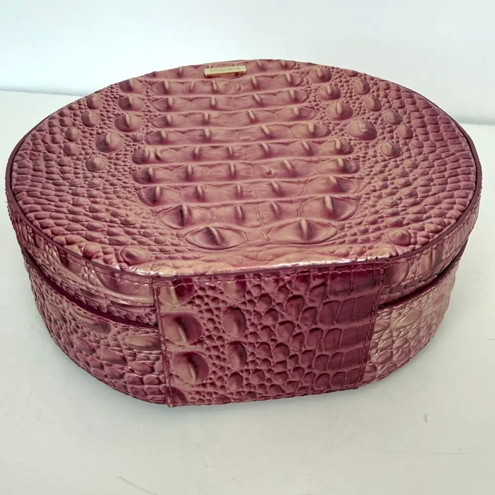 Brahmin Lane Believe Ombre Melbourne Crossbody Bag Croc-Embossed Pink Round